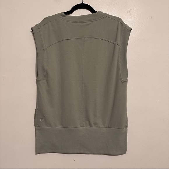 Athleta Retroterry V-Neck Sweatshirt Top Sage Green size Small - Picture 5 of 7